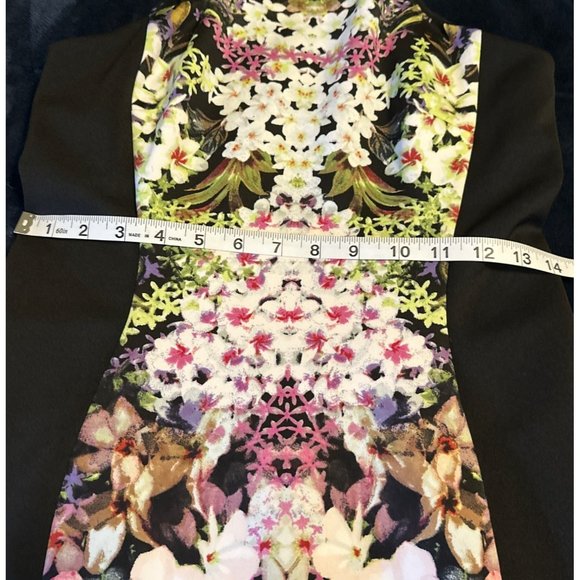 Women's Maggy London Sleeveless Bodycon Dress Floral w/Black Lining Size 4 - Picture 9 of 11